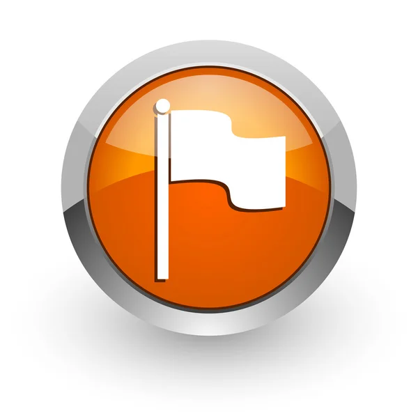 Oranje glanzend web vlagpictogram — Stockfoto