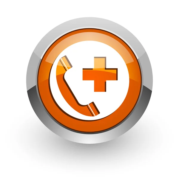Εικονίδιο πορτοκαλί γυαλιστερό web υπηρεσίας κλήσης έκτακτης ανάγκης — Φωτογραφία Αρχείου