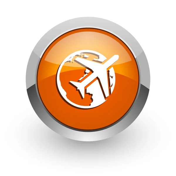 Reise Orange Hochglanz Web-Symbol — Stockfoto