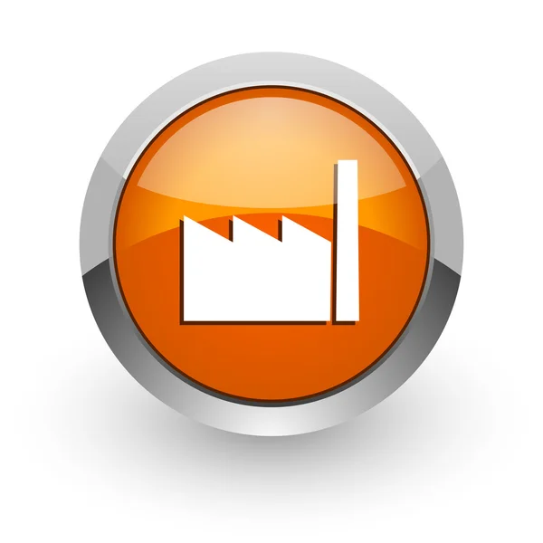 Factory orange glossy web icon — Stock Photo, Image