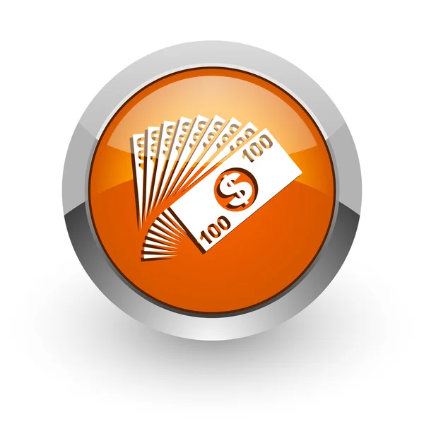 Soldi arancione lucido icona web — Foto Stock