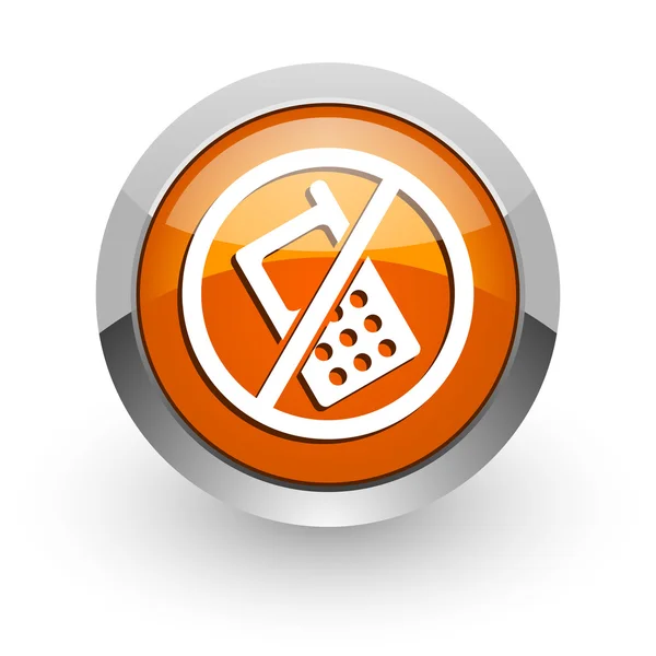 Žádná ikona oranžový lesklý web telefon — Stock fotografie