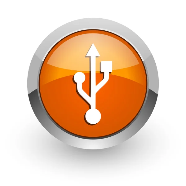 Usb orange Hochglanz-Web-Symbol — Stockfoto