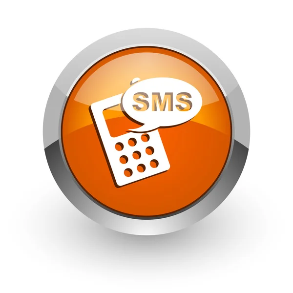 Sms orange glossy web icon — стоковое фото