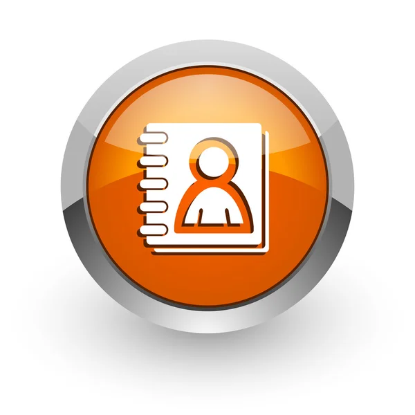 Adres defteri turuncu parlak web simgesi — Stok fotoğraf