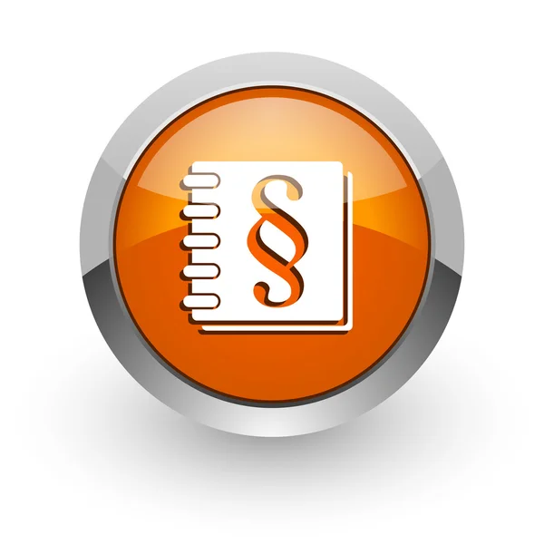 Legge arancione lucido icona web — Foto Stock