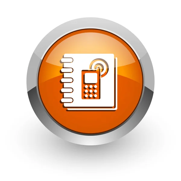 Phonebook orange glossy web icon — Stock Photo, Image