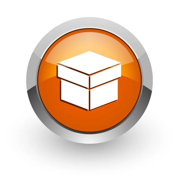 Box orange glossy web icon — Stock Photo, Image