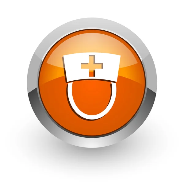 Sjuksköterska orange glansig web-ikonen — Stockfoto
