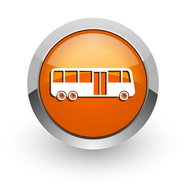 Bus orange icône web brillant — Photo