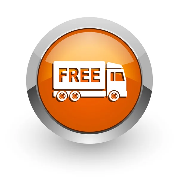 Free delivery orange glossy web icon — Stock Photo, Image