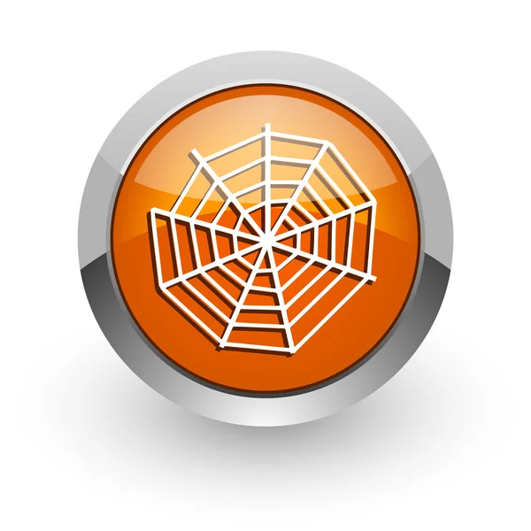 Tela de araña naranja icono web brillante —  Fotos de Stock