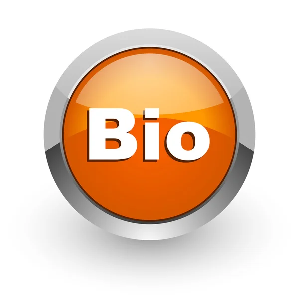 Bio orange glossy web icon — стоковое фото