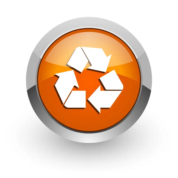 Reciclar naranja icono web brillante —  Fotos de Stock