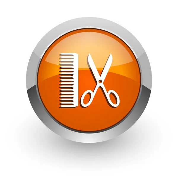 Barber orange glossy web icon — Stock Photo, Image