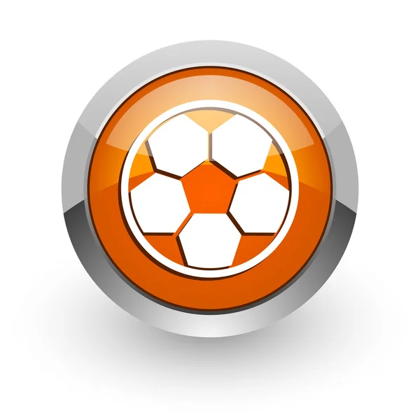 Piłka nożna pomarańczowy WWW błyszczący ikona — Zdjęcie stockowe
