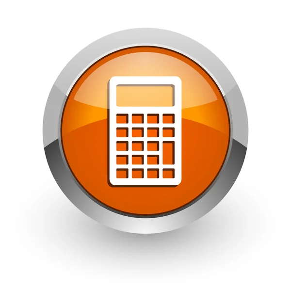 Calculator orange glossy web icon — Stock Photo, Image