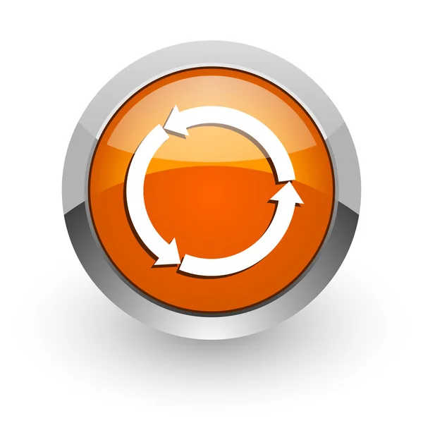 Refresh orange glossy web icon — стоковое фото