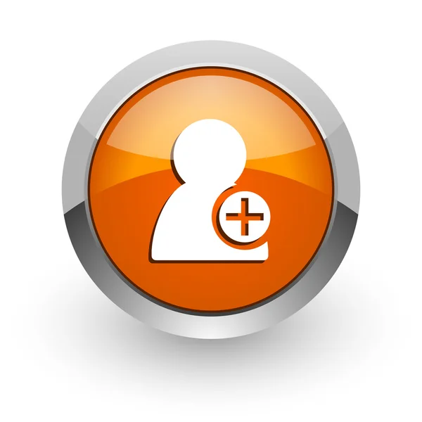 Adicionar contato laranja brilhante ícone web — Fotografia de Stock