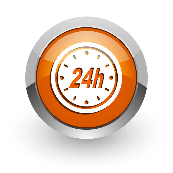 24h oranje glanzend web pictogram — Stockfoto