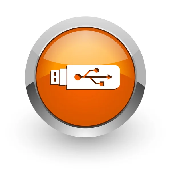 Icône web brillant orange usb — Photo