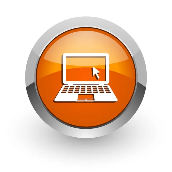 Иконка компьютера оранжевый глянцевый — стоковое фото