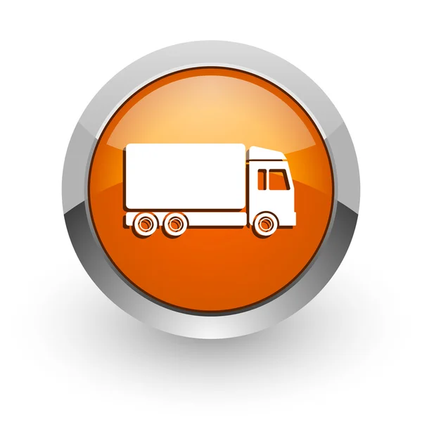 Delivery orange glossy web icon — Stock Photo, Image