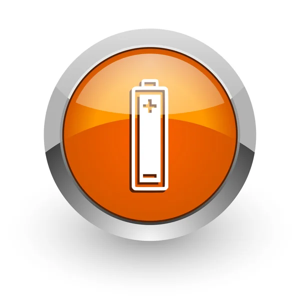 Ikona baterii pomarańczowy WWW błyszczący — Zdjęcie stockowe