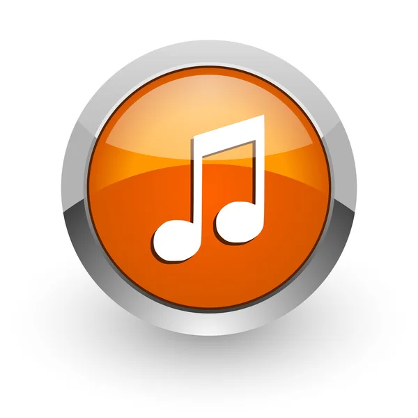 Musica arancio lucido web icon — Foto Stock