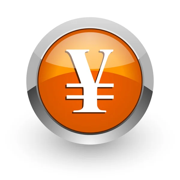 Yen oranje glanzend web pictogram — Stockfoto