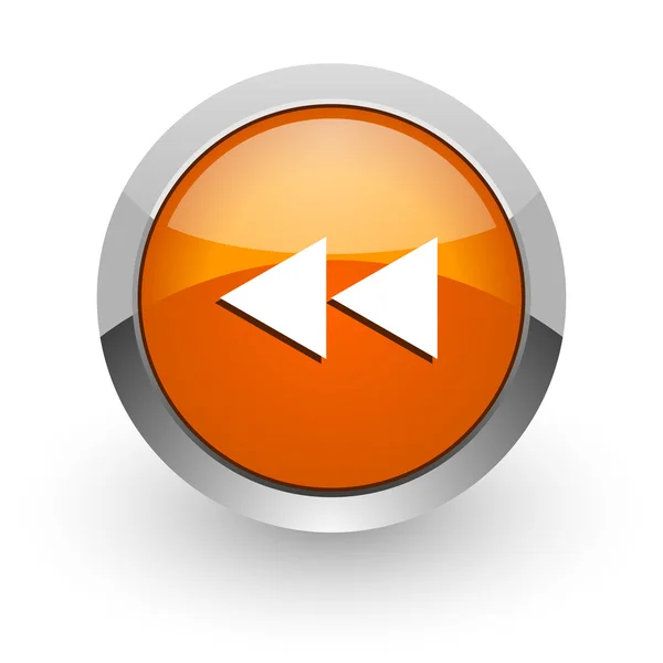 Oranje glanzend web pictogram terugspoelen — Stockfoto
