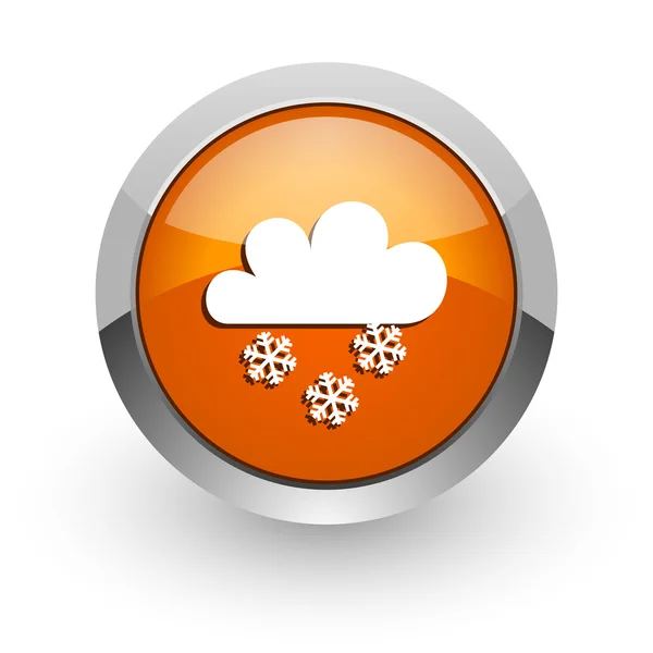 Snowing orange glossy web icon — Stock Photo, Image