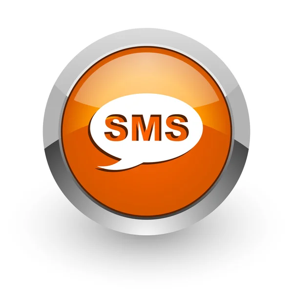 SMS orange WWW błyszczący ikona — Zdjęcie stockowe