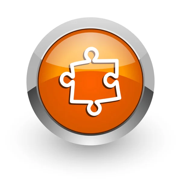 Puzzle orange glossy web icon — Stock Photo, Image