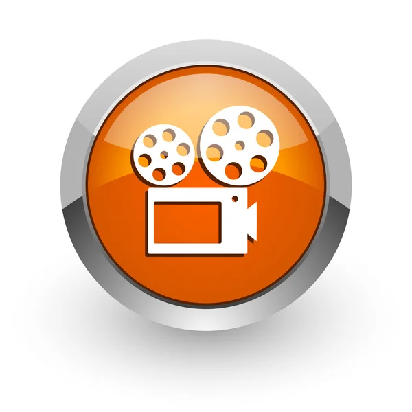 Oranje glanzend web filmpictogram — Stockfoto