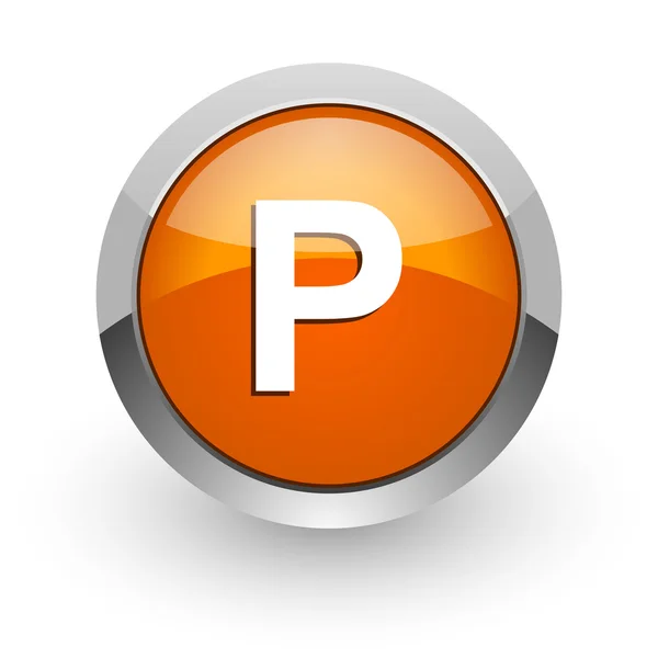 Парковка помаранчевий глянсовий веб-іконка — стокове фото