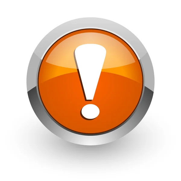 Segno esclamativo arancione lucido icona web — Foto Stock