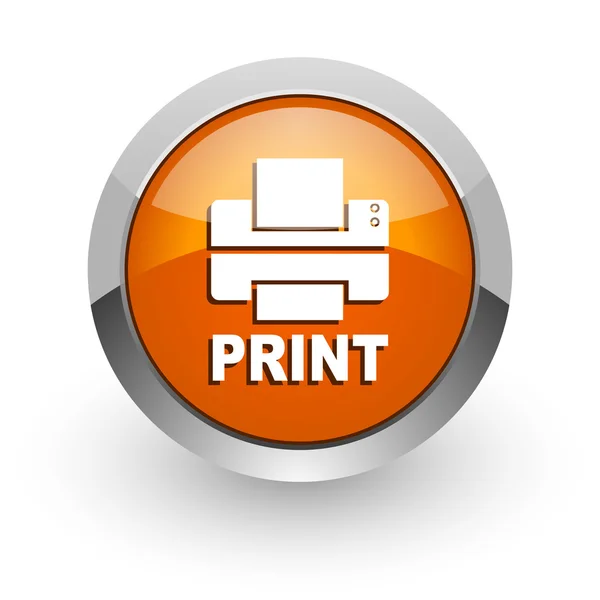 Πορτοκαλί γυαλιστερό web εικονίδιο εκτυπωτή — Φωτογραφία Αρχείου
