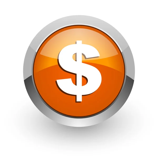 Ikona pomarańczowy WWW błyszczący Dolar — Zdjęcie stockowe