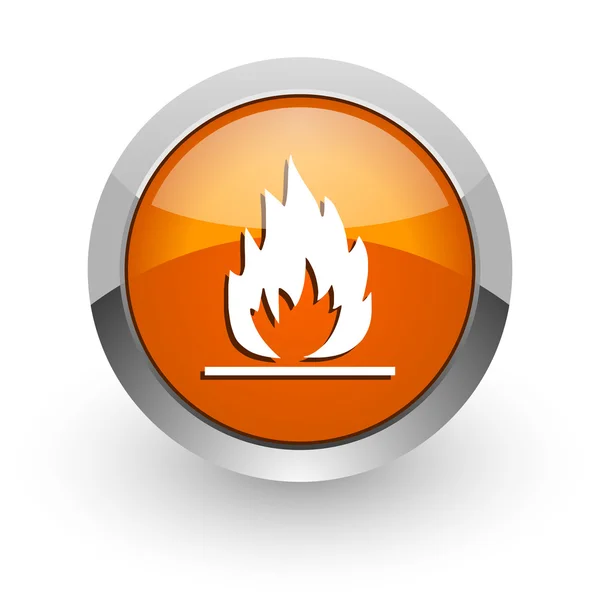 Flame orange glansig web-ikonen — Stockfoto