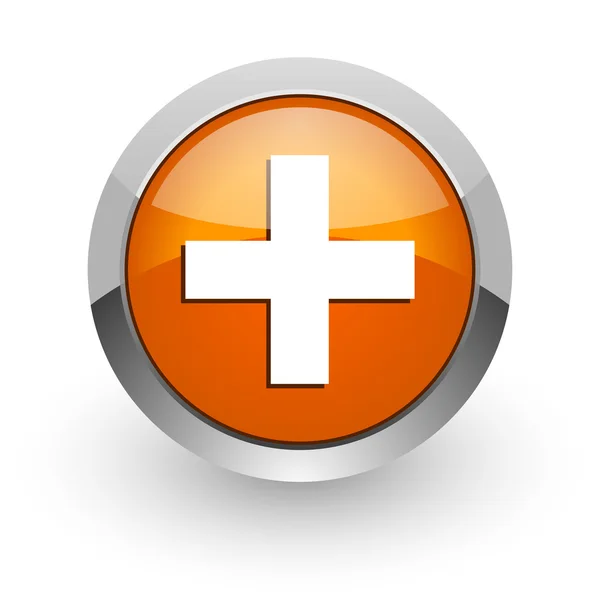 Plus oranje glanzend web pictogram — Stockfoto