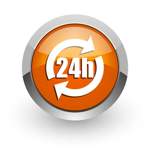 24h turuncu parlak web simgesi — Stok fotoğraf