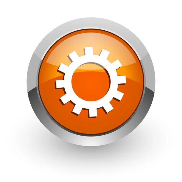 Dişli turuncu parlak web simgesi — Stok fotoğraf
