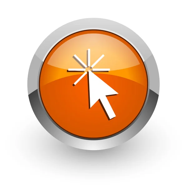 Click here orange gensy web icon — стоковое фото