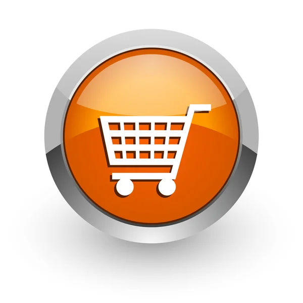Cart orange glossy web icon — Stock Photo, Image