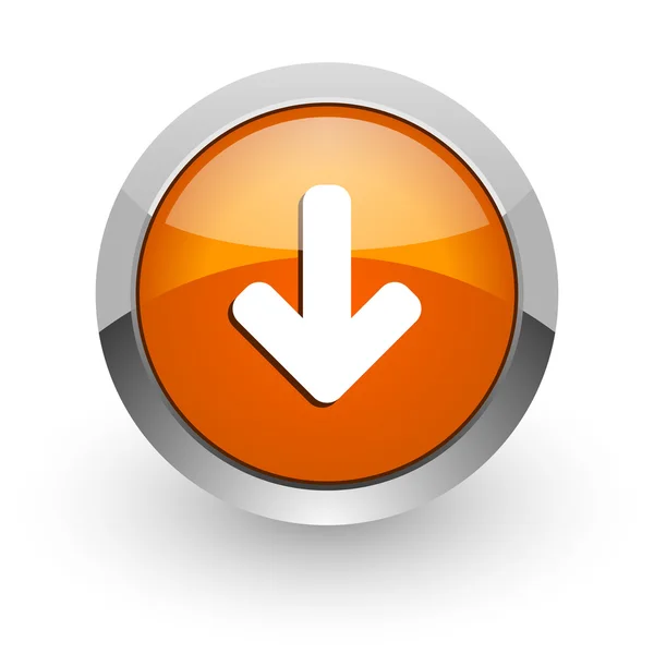 Baixar seta laranja brilhante ícone da web — Fotografia de Stock