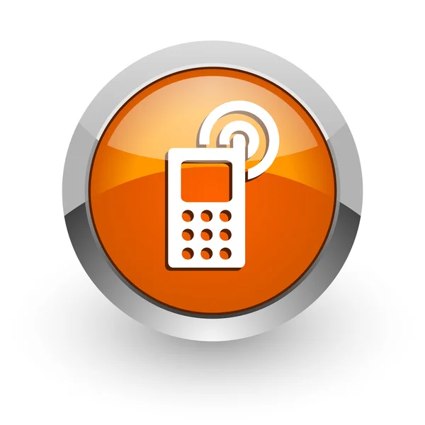 Phone orange glossy web icon — Stock Photo, Image