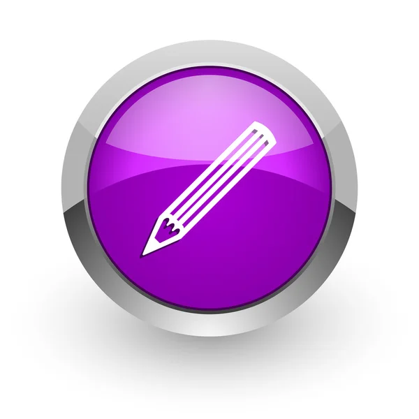 Pencil pink glossy web icon — Stock Photo, Image