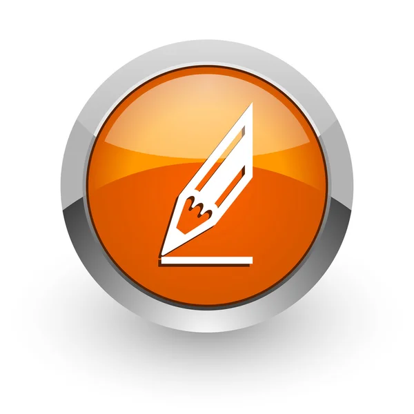 Pencil orange glossy web icon — Stock Photo, Image