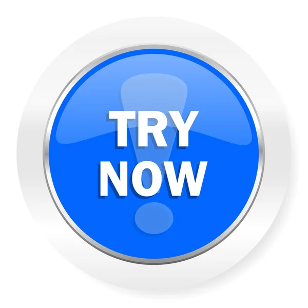 Try now blue glossy web icon — Stock Photo, Image